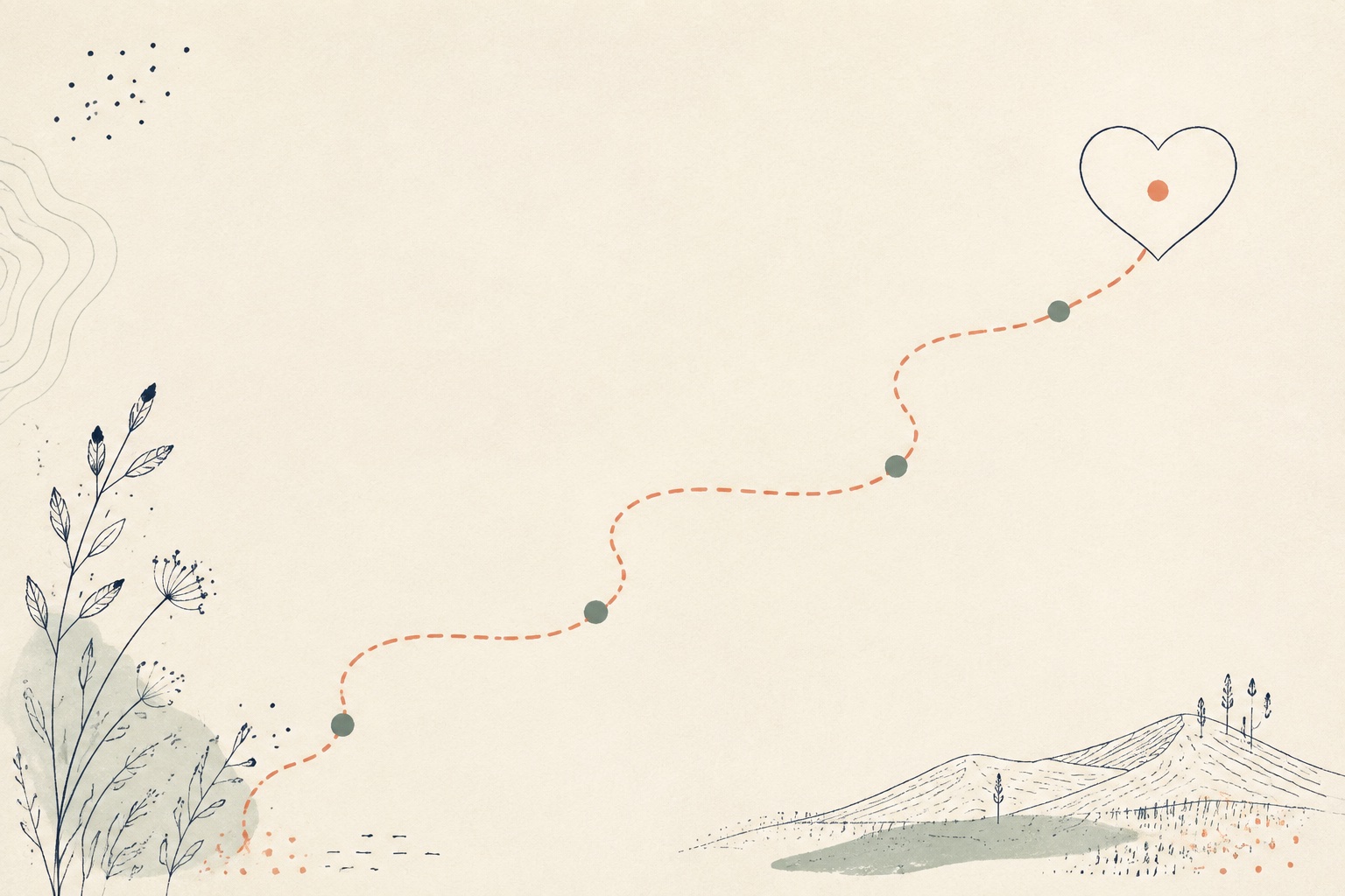 Soft illustration: four simple shapes interlocking into one heart outline